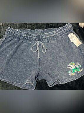 Women's Navy Drawstring Lounge Shorts with Embroidered Mascot